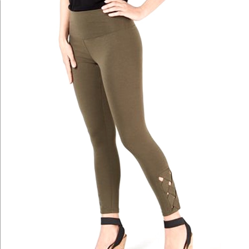 NWOT INC olive lattice ankle leggings